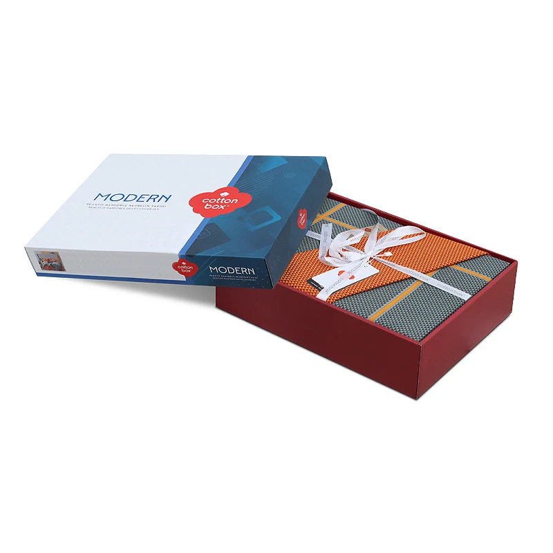 Σετ παπλωματοθήκη Stark Cotton Box 4 τμχ Διπλή (200x220) χρώμα cinnamon - μπλε
