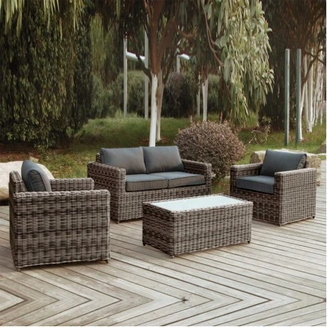 ARIZONA Set-2s Grey/Brown Wicker (Cushions Anthracite)