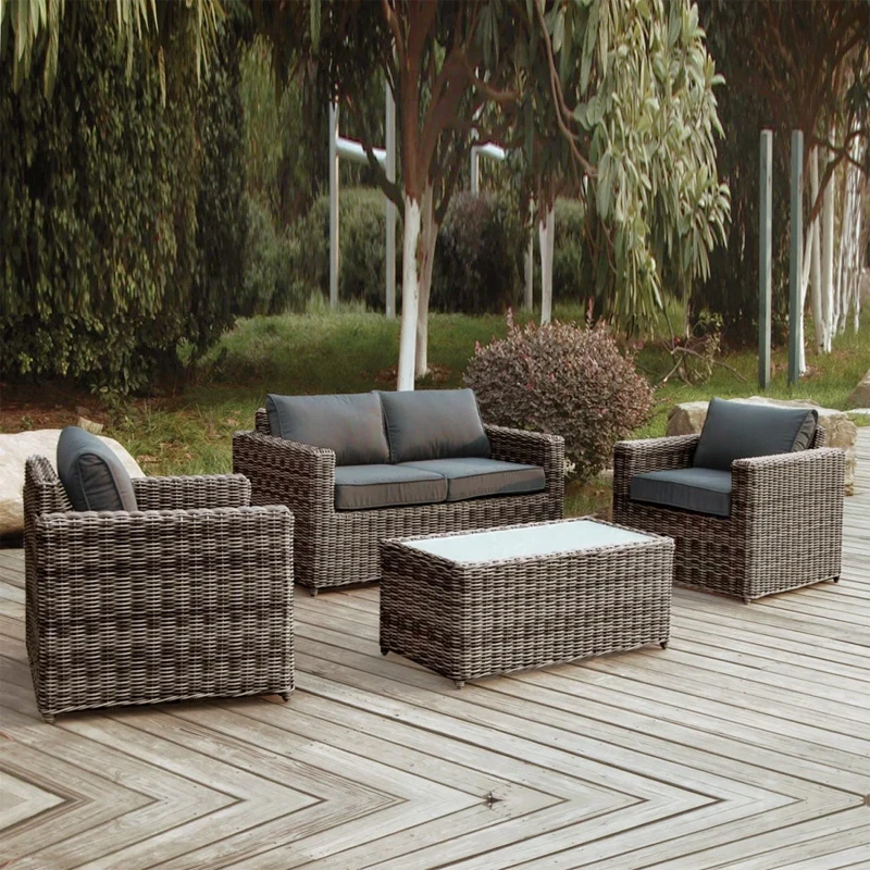 ARIZONA Set-2s Grey/Brown Wicker (Cushions Anthracite)