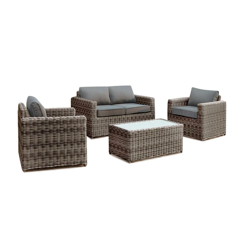 ARIZONA Set-2s Grey/Brown Wicker (Cushions Anthracite)