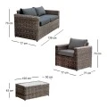 ARIZONA Set-2s Grey/Brown Wicker (Cushions Anthracite)