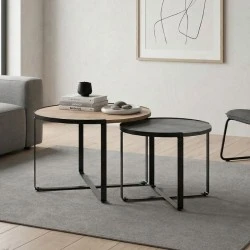 Davis Megapap metallic - melamine coffee tables in sonoma - anthracite color 70x69x46cm. Davis Megapap metallic - melamine coffee tables in sonoma - anthracite color 70x69x46cm.