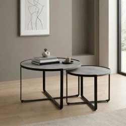 Davis Megapap metallic - melamine coffee tables in beton grey color 70x69x46cm. Davis Megapap metallic - melamine coffee tables in beton grey color 70x69x46cm.