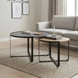 Davis Megapap metallic - melamine coffee tables in sonoma - anthracite color 70x69x46cm. Davis Megapap metallic - melamine coffee tables in sonoma - anthracite color 70x69x46cm.