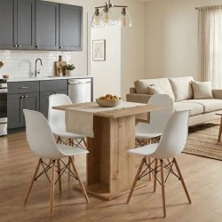 Dining room set 5pcs Allos - Nova Megapap sapphire oak color - white 75x75x77cm. Dining room set 5pcs Allos - Nova Megapap sapphire oak color - white 75x75x77cm.