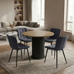 Dining room set 5pcs Bohema - Chiara Megapap sepet oak color - anthracite Ø90x77.7cm. Dining room set 5pcs Bohema - Chiara Megapap sepet oak color - anthracite Ø90x77.7cm.