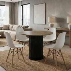 Dining room set 5pcs Bohema - Nova Megapap sepet oak color - white Ø90x77.7cm. Dining room set 5pcs Bohema - Nova Megapap sepet oak color - white Ø90x77.7cm.