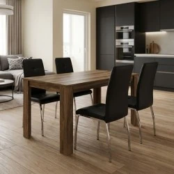 Dining room set 5pcs Darlen - Alma Megapap walnut color - black 125x72x74cm. Dining room set 5pcs Darlen - Alma Megapap walnut color - black 125x72x74cm.
