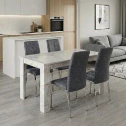 Dining room set 5pcs Darlen - Alma Megapap white marble color - grey 125x72x74cm. Dining room set 5pcs Darlen - Alma Megapap white marble color - grey 125x72x74cm.