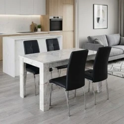 Dining room set 5pcs Darlen - Alma Megapap white marble color - black 125x72x74cm. Dining room set 5pcs Darlen - Alma Megapap white marble color - black 125x72x74cm.