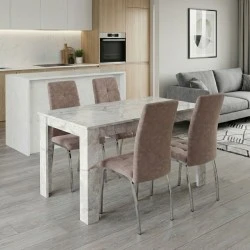 Dining room set 5pcs Darlen - Alma Megapap white marble color - beige 125x72x74cm. Dining room set 5pcs Darlen - Alma Megapap white marble color - beige 125x72x74cm.
