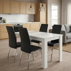 Dining room set 5pcs Darlen - Alma Megapap white color - black 125x72x74cm. Dining room set 5pcs Darlen - Alma Megapap white color - black 125x72x74cm.