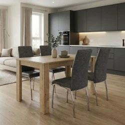Dining room set 5pcs Darlen - Alma Megapap sapphire oak color - grey 125x72x74cm. Dining room set 5pcs Darlen - Alma Megapap sapphire oak color - grey 125x72x74cm.