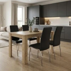 Dining room set 5pcs Darlen - Alma Megapap sapphire oak color - black 125x72x74cm.