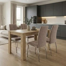 Dining room set 5pcs Darlen - Alma Megapap sapphire oak color - beige 125x72x74cm. Dining room set 5pcs Darlen - Alma Megapap sapphire oak color - beige 125x72x74cm.