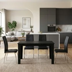 Dining room set 5pcs Darlen - Alma Megapap sencron black color - black 125x72x74cm. Dining room set 5pcs Darlen - Alma Megapap sencron black color - black 125x72x74cm.