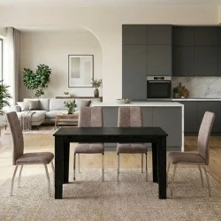 Dining room set 5pcs Darlen - Alma Megapap sencron black color - beige 125x72x74cm. Dining room set 5pcs Darlen - Alma Megapap sencron black color - beige 125x72x74cm.