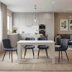 Dining room set 5pcs Darlen - Chiara Megapap white color - anthracite 125x72x74cm. Dining room set 5pcs Darlen - Chiara Megapap white color - anthracite 125x72x74cm.