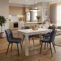Dining room set 5pcs Darlen - Chiara Megapap white marble color - anthracite 125x72x74cm. Dining room set 5pcs Darlen - Chiara Megapap white marble color - anthracite 125x72x74cm.