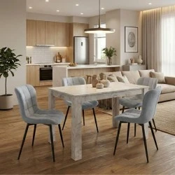 Dining room set 5pcs Darlen - Chiara Megapap white marble color - grey 125x72x74cm. Dining room set 5pcs Darlen - Chiara Megapap white marble color - grey 125x72x74cm.