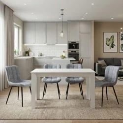 Dining room set 5pcs Darlen - Chiara Megapap white color - grey 125x72x74cm. Dining room set 5pcs Darlen - Chiara Megapap white color - grey 125x72x74cm.