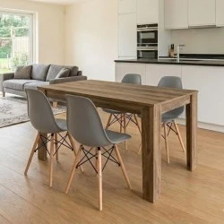 Dining room set 5pcs Darlen - Nova Megapap walnut color - grey 125x72x74cm.