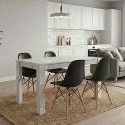 Dining room set 5pcs Darlen - Nova Megapap white marble color - black 125x72x74cm.