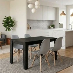 Dining room set 5pcs Darlen - Nova Megapap sencron black color - grey 125x72x74cm. Dining room set 5pcs Darlen - Nova Megapap sencron black color - grey 125x72x74cm.