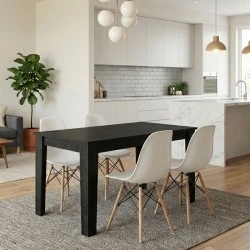 Dining room set 5pcs Darlen - Nova Megapap sencron black color - white 125x72x74cm. Dining room set 5pcs Darlen - Nova Megapap sencron black color - white 125x72x74cm.