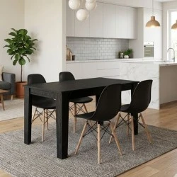 Dining room set 5pcs Darlen - Nova Megapap sencron black color - black 125x72x74cm. Dining room set 5pcs Darlen - Nova Megapap sencron black color - black 125x72x74cm.