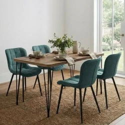 Dining room set 5pcs Roger - Chiara Megapap Mdf - fabric acacia color - green 120x70x75cm.