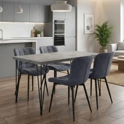 Dining room set 5pcs Roger - Chiara Megapap Mdf - fabric concrete grey color - anthracite 120x70x75cm. Dining room set 5pcs Roger - Chiara Megapap Mdf - fabric concrete grey color - anthracite 120x70x75cm.