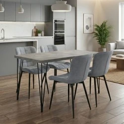 Dining room set 5pcs Roger - Chiara Megapap Mdf - fabric concrete grey color - grey 120x70x75cm. Dining room set 5pcs Roger - Chiara Megapap Mdf - fabric concrete grey color - grey 120x70x75cm.