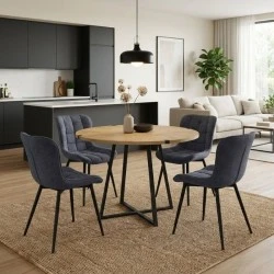 Dining room set 5pcs Rubes - Chiara Megapap oak color - anthracite Ø100x78cm. Dining room set 5pcs Rubes - Chiara Megapap oak color - anthracite Ø100x78cm.