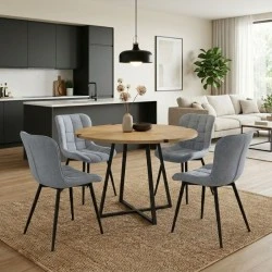 Dining room set 5pcs Rubes - Chiara Megapap oak color - grey Ø100x78cm. Dining room set 5pcs Rubes - Chiara Megapap oak color - grey Ø100x78cm.