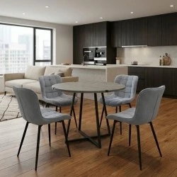 Dining room set 5pcs Rubes - Chiara Megapap concrete grey color - grey Ø100x78cm. Dining room set 5pcs Rubes - Chiara Megapap concrete grey color - grey Ø100x78cm.
