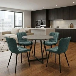 Dining room set 5pcs Rubes - Chiara Megapap concrete grey color - green Ø100x78cm. Dining room set 5pcs Rubes - Chiara Megapap concrete grey color - green Ø100x78cm.