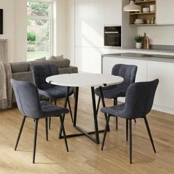 Dining room set 5pcs Rubes - Chiara Megapap white color - anthracite Ø100x78cm. Dining room set 5pcs Rubes - Chiara Megapap white color - anthracite Ø100x78cm.