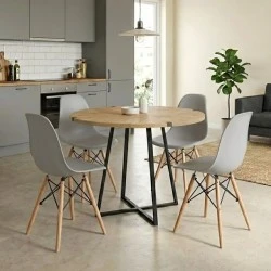 Dining room set 5pcs Rubes - Nova Megapap oak color - grey Ø100x78cm. Dining room set 5pcs Rubes - Nova Megapap oak color - grey Ø100x78cm.