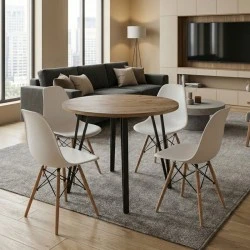 Dining room set 5pcs Xana - Nova Megapap sepet oak color - white Ø90x77.5cm. Dining room set 5pcs Xana - Nova Megapap sepet oak color - white Ø90x77.5cm.