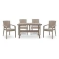 Garden dining set Callan Megapap 5pcs polypropylene table 120x70 - armchair recycled in cappuccino color