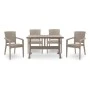 Garden dining set Callan Megapap 5pcs polypropylene table 120x70 - armchair recycled in cappuccino color