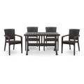 Garden dining set Callan Megapap 5pcs polypropylene table 120x70 - armchair recycled in brown color