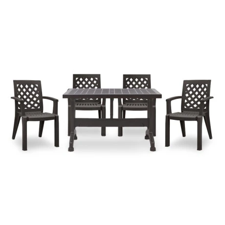 Garden dining set Callan Megapap 5pcs polypropylene table 120x70 - armchair in brown color