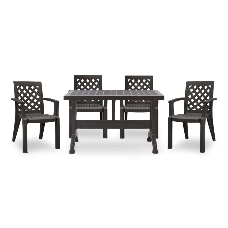 Garden dining set Callan Megapap 5pcs polypropylene table 120x70 - armchair in brown color