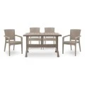 Garden dining set Callan Megapap 5pcs polypropylene table 140x70 - armchair recycled in cappuccino color