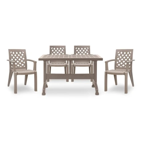 Garden dining set Callan Megapap 5pcs polypropylene table 140x80 - armchair in cappuccino color