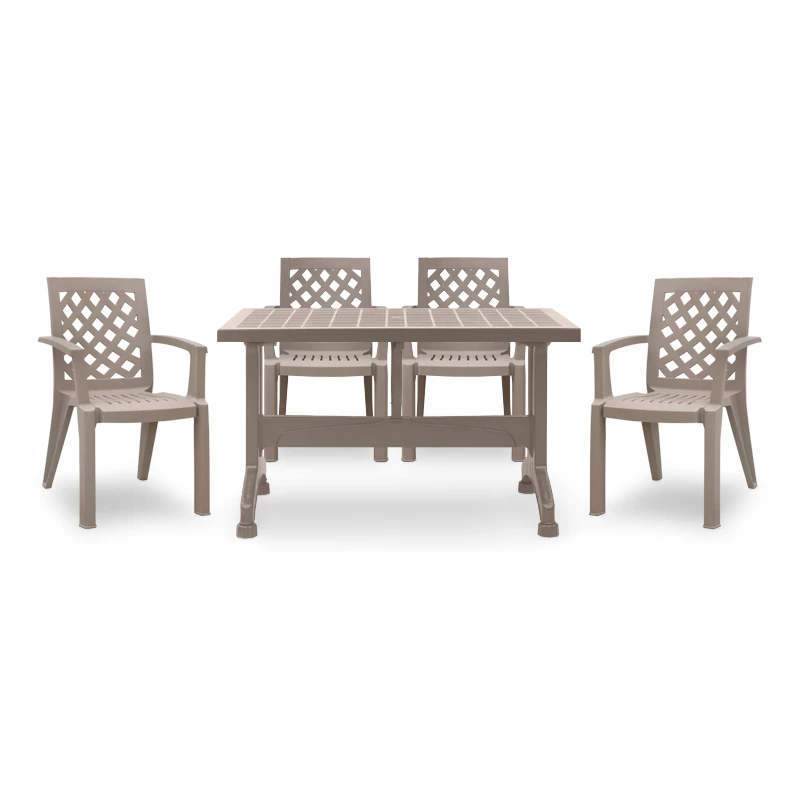 Garden dining set Callan Megapap 5pcs polypropylene table 140x70 - armchair in cappuccino color