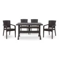 Garden dining set Callan Megapap 5pcs polypropylene table 140x70 - armchair recycled in brown color