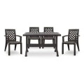Garden dining set Callan Megapap 5pcs polypropylene table 140x70 - armchair in brown color